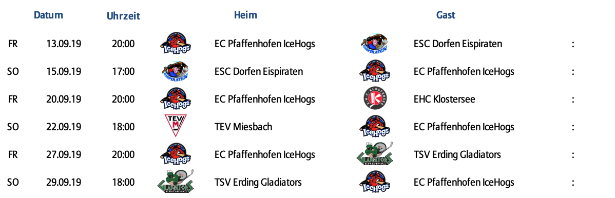 Vorbereitung IceHogs 2019-2020